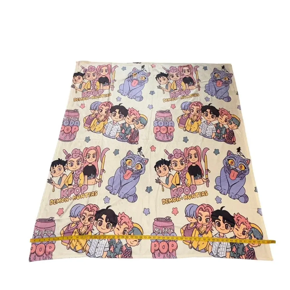 KPop Demon Hunters Fleece Throw Blanket My Little Soda Pop Plush NWOT Soft Rumi